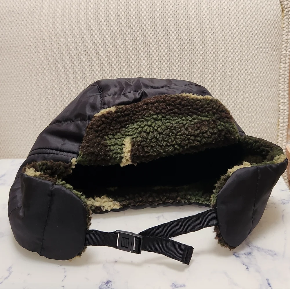 Boys Black & Camo Trapper Hat